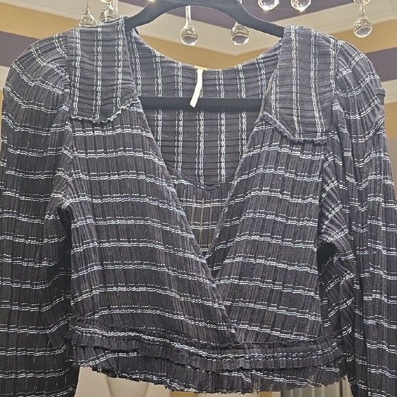 Free People Black Plaid Blouse - Picture 4 of 15